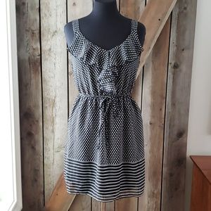 Polka dot and striped mini dress